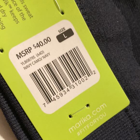 Marika Sport Performance Seamless Sports Bra Dry-Wik Dark Navy Camo NWT Sz L - Picture 3 of 3